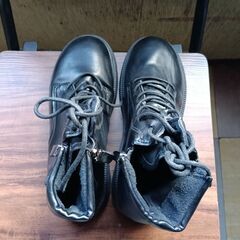 新品 24.5cm レディース ブーツ ブラック 厚底 シューズ サイドゴア 識別番号:【B112-Z】の画像