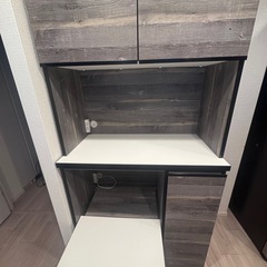 【日本製】食器棚 レンジ台 コンセント付 キッチンボード 完成品の画像