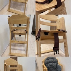 美品 KATOJI 天然木ハイチェア  キッズベビー椅子 の画像