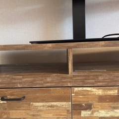 期間限定値下げ！幅が自在のテレビボード、アンティーク木目アイアン収納付の画像