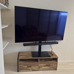 期間限定値下げ！幅が自在のテレビボード、アンティーク木目アイアン収納付の画像