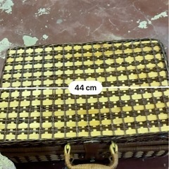 【レトロ】ピクニックバスケット／カゴバッグ／収納にも◎ 使用感ありの画像