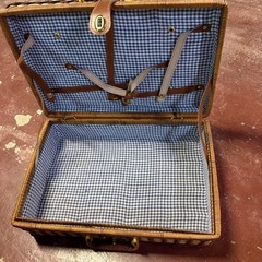 【レトロ】ピクニックバスケット／カゴバッグ／収納にも◎ 使用感ありの画像