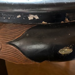 【国分寺】中国　木彫り　ローテーブル椅子4脚付き　アンティークの画像