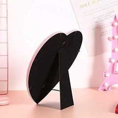 【新品未使用品】化粧鏡 ハート型 折りたたみ式 卓上化粧鏡 スタンド付き 卓上鏡 スタンド付き ウォールミラー 吊り下げ用 飾り鏡 手持ち鏡 化粧鏡 バニティミラー ギフトミラー Litt (ピンク)の画像