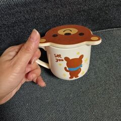 ほぼ未使用〜蓋付くまちゃんマグカップ🐻の画像