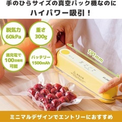 ⭐️真空パック用袋50枚付⭐️コードレス真空パック機／フードシーラー／3モード⭐️新品未使用の画像
