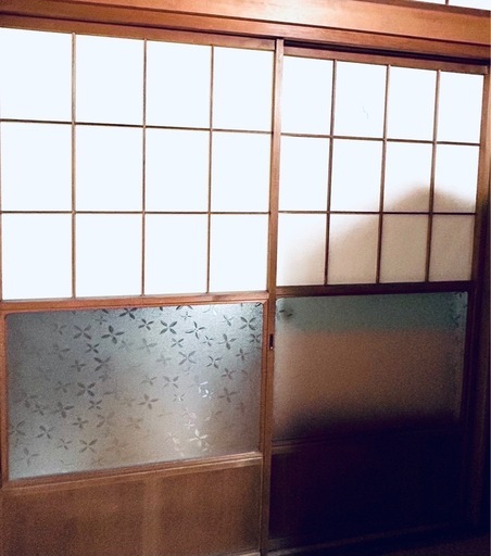 【引越し迄】雪見障子 木製 レトロ 造作建具 古民家 ガラス戸 建具 引き戸 アンティーク