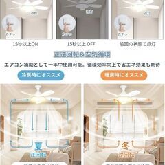 シーリングファンライト LED ファン付き照明 シーリングファン E26 扇風機 44W 5000lm 天井ライト 照明器具 省エネ 正逆回転切り替え 無階段調光調色 3階段風量調整 DCモーター タイマー機能の画像