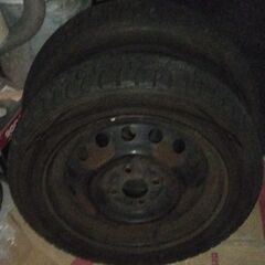 三菱アイ用スタッドレス付き鉄ホイール　前2本＋後2本セットの画像