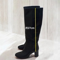 オデットエオディール ロングブーツ 黒 35 ステッチの画像