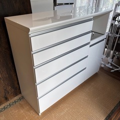 💥福岡市東区配送設置無料🌈 Pamouna パモウナ キッチンカウンター　食器棚　1200EL/SL キッチンボードの画像