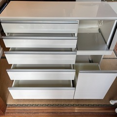 💥福岡市東区配送設置無料🌈 Pamouna パモウナ キッチンカウンター　食器棚　1200EL/SL キッチンボードの画像