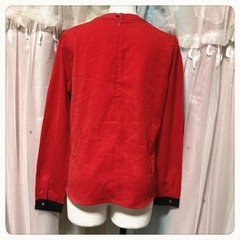 ‪꒰Hanxiner꒱‬昭和レトロ ツートンカラー ノーカラー長袖 ブラウス の画像