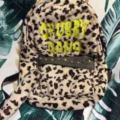 チャビーギャングヒョウ柄猫耳しっぽチャーム付きリュックの画像