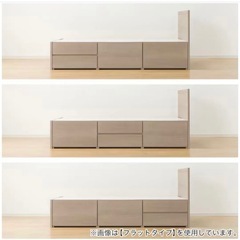 ニトリ　セミダブル　すのこチェストベッドフレーム　グレーウォッシュの画像