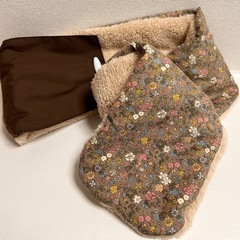 花柄ファーマフラー　スヌード　ハンドメイドの画像