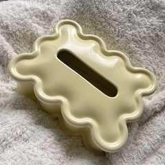 韓国　ティッシュケース　ウェーブ　イエローの画像