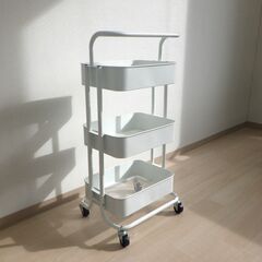 スチールワゴン（オフホワイト・取っ手付き）【小金井市民限定】（小金井市再生家具）品番：11-03-12 ※新規優先の画像