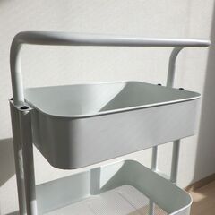 スチールワゴン（オフホワイト・取っ手付き）【小金井市民限定】（小金井市再生家具）品番：11-03-12 ※新規優先の画像