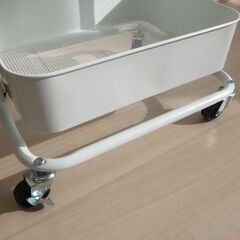 スチールワゴン（オフホワイト・取っ手付き）【小金井市民限定】（小金井市再生家具）品番：11-03-12 ※新規優先の画像