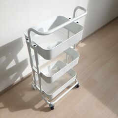 スチールワゴン（オフホワイト・取っ手付き）【小金井市民限定】（小金井市再生家具）品番：11-03-12 ※新規優先の画像