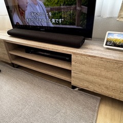 【LOWYA】木目調テレビ台 ローボード 天然木風 スチール脚 の画像