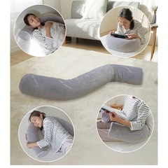 抱き枕や、赤ちゃんのベッドガードにも！曲がるロング抱き枕・低反発マルチピローの画像