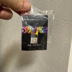 大阪・関西万博セルビア館のセルビア人スタッフ用ポロシャツ。ベオグラード万博2027ピンバッジ付きの画像