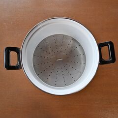 【12/12まで】ホーロー 蒸し器 昭和レトロ 琺瑯鍋 24㎝の画像