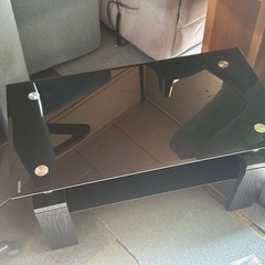 ガラス　センターテーブル　ブラックの画像