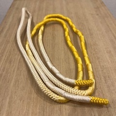 2本セット★白と黄色の編み込みデザインの帯締めの画像
