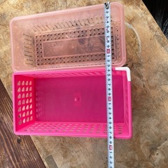 収納ケース　蓋なし➕収納カゴ2点　ピンク系の画像