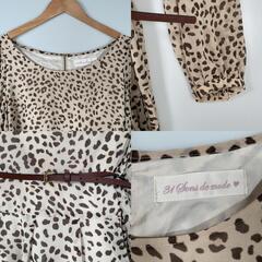 3１sons de mode トランテアンソンドゥモード レオパード ワンピース ポリエステル ベージュ レディース 38【古着】【中古】の画像