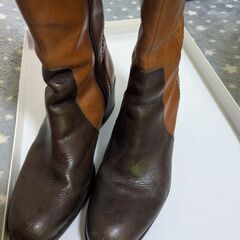 ブラウン　ロングブーツ　革　サヴァサヴァ　24.5センチの画像
