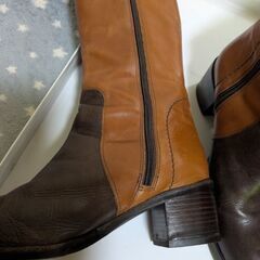 ブラウン　ロングブーツ　革　サヴァサヴァ　24.5センチの画像