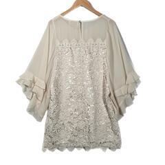 Language ランゲッジ ブラウス ポリエステル ホワイト レディース【古着】【中古】の画像