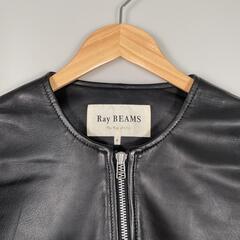 Ray Beams レイビームス ライダースジャケット ポリエステル/羊革 ブラック レディース 0【古着】【中古】の画像