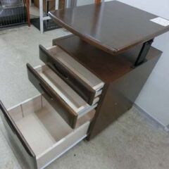 袖机 ブラウン 木製 小泉産業製 幅41×奥行52×高さ60.5 サイドワゴン 引き出し 3段 サイドテーブル 札幌市 西野店の画像