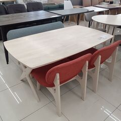★リユースのサカイ日立店★HJ8314 NITORI ダイニングテーブルセット オフホワイト H65.5×D90×W160 クリーニング済み の画像