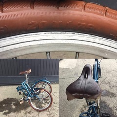 A-218△ v 岐阜発/ Rodeo Custom/ 折りたたみ自転車/ 20インチ/ 6段変速/ サドル破れあり/ 走行確認/ 現状品/ y/ R7.11/13 △の画像