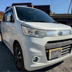 H25年式 MH34型 AA評価4点 スズキ ワゴンRスティングレーT ターボ★総額17.8万円★アイスト 車検付き 内外装良好 機関良好 ナビ フルセグTV Bluetooth パドルシフト 純正アルミ 修復歴なし！お早めに！の画像