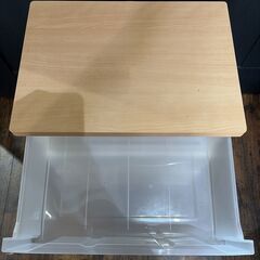 美品 イオン トップバリュー 木製天板ストッカー 3段の画像