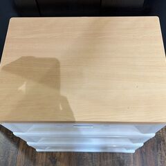 美品 イオン トップバリュー 木製天板ストッカー 3段の画像