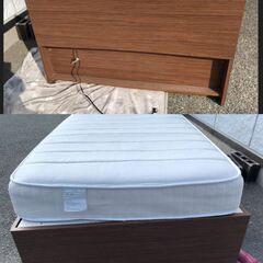 JM20443K)　ニトリ　ベッド＆マットレス1式 ＜幅：約210cm 高さ：約85cm 奥行：約123cm＞中古品【取りに来られる方限定】　 の画像