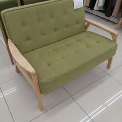 ★リユースのサカイ日立店★HJ8323  2人掛けソファ イエローグリーン H77×D72×W116 クリーニング済み の画像