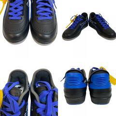 ナイキ NIKE 25.0 スニーカー AIR JORDAN 2(Off-White)コラボ AIR JORDAN 2 RETRO LOW SP オフホワイト DJ4375-004 ブラックの画像