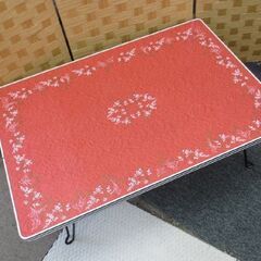 幅75㎝　昭和レトロ 折りたたみテーブル レトロ模様 ローテーブル 木製 座卓 奥行51.5×高さ29㎝ 札幌 北20条店の画像