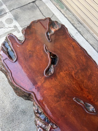 A766♠️一枚板 無垢材ローテーブル  座卓 玉杢 瘤 和室 和家具