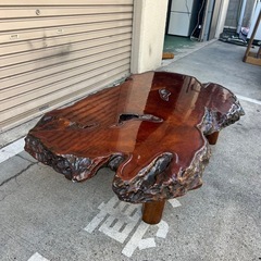 A766♠️一枚板 無垢材ローテーブル  座卓 玉杢 瘤 和室 和家具の画像